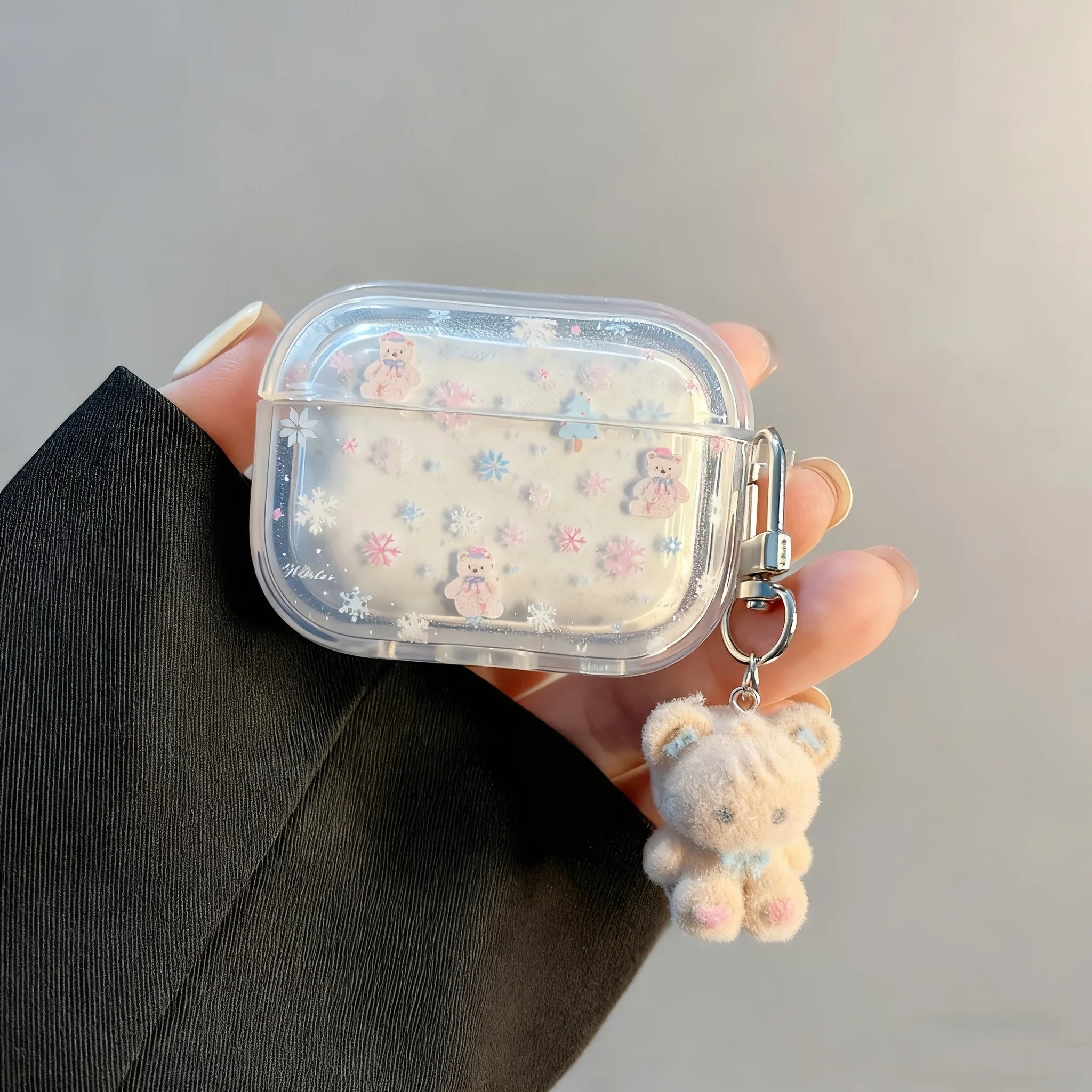Cute Cartoon Snowflake Bear Earphone Case for AirPods Pro3/Pro2/Pro Headphone Cover For AirPods 4/3/2/1 TPU Soft Protective Case