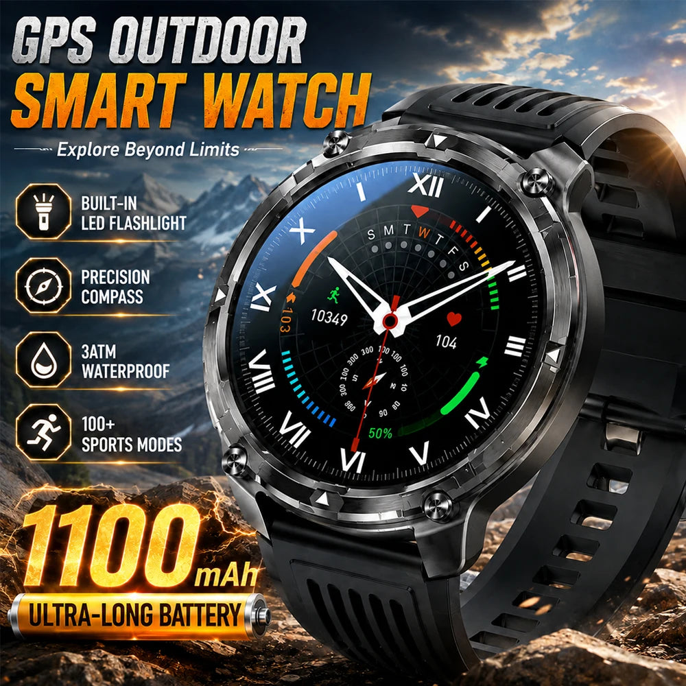 2026 T-Rex3 Ultra AMOLED Smart Watch 1100mAh Battery 1.70" HD Display Compass Bluetooth Calling, IP68 Waterproof for Men Watch
