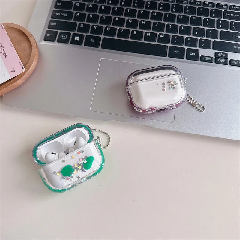 Dynamic Liquid Earphone Case for AirPods Pro Cover Para El Airpod 4 3 2 Luxury Protective Hard Headphone Brilliant Stars Fundas