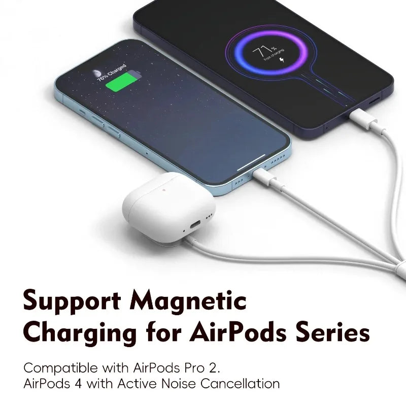 3 in 1  Magnetic Watch Charger Phone Charging Cable for iWatch 11 S10 SE Ultra & AirPods Pro 3 Dual Type C Fast Charging Station