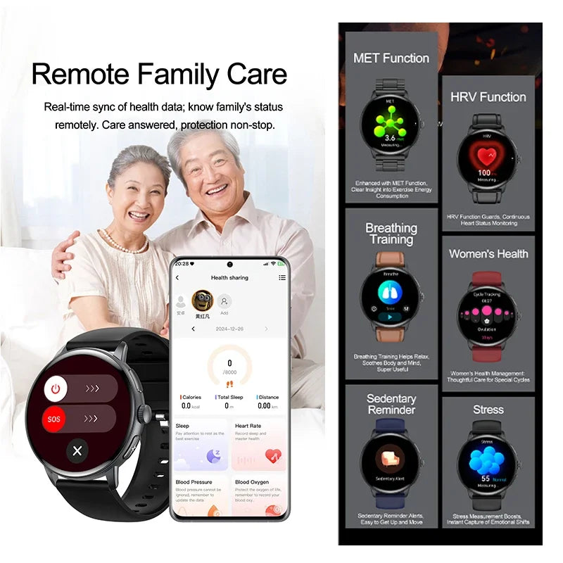 2026 Smart Watch AMOLED Display ECG PPG HRV Health Tracking Bluetooth Calling Temperature Monitor Waterproof Fitness Tracker iOS