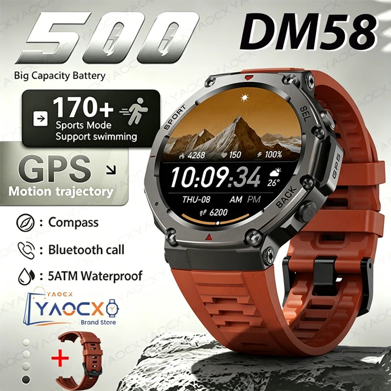 2026 Military Smart Watch with GPS 10ATM Waterproof AMOLED Screen, 6-Frequency Satellite Navigation Outdoor Sports Fitness Watch