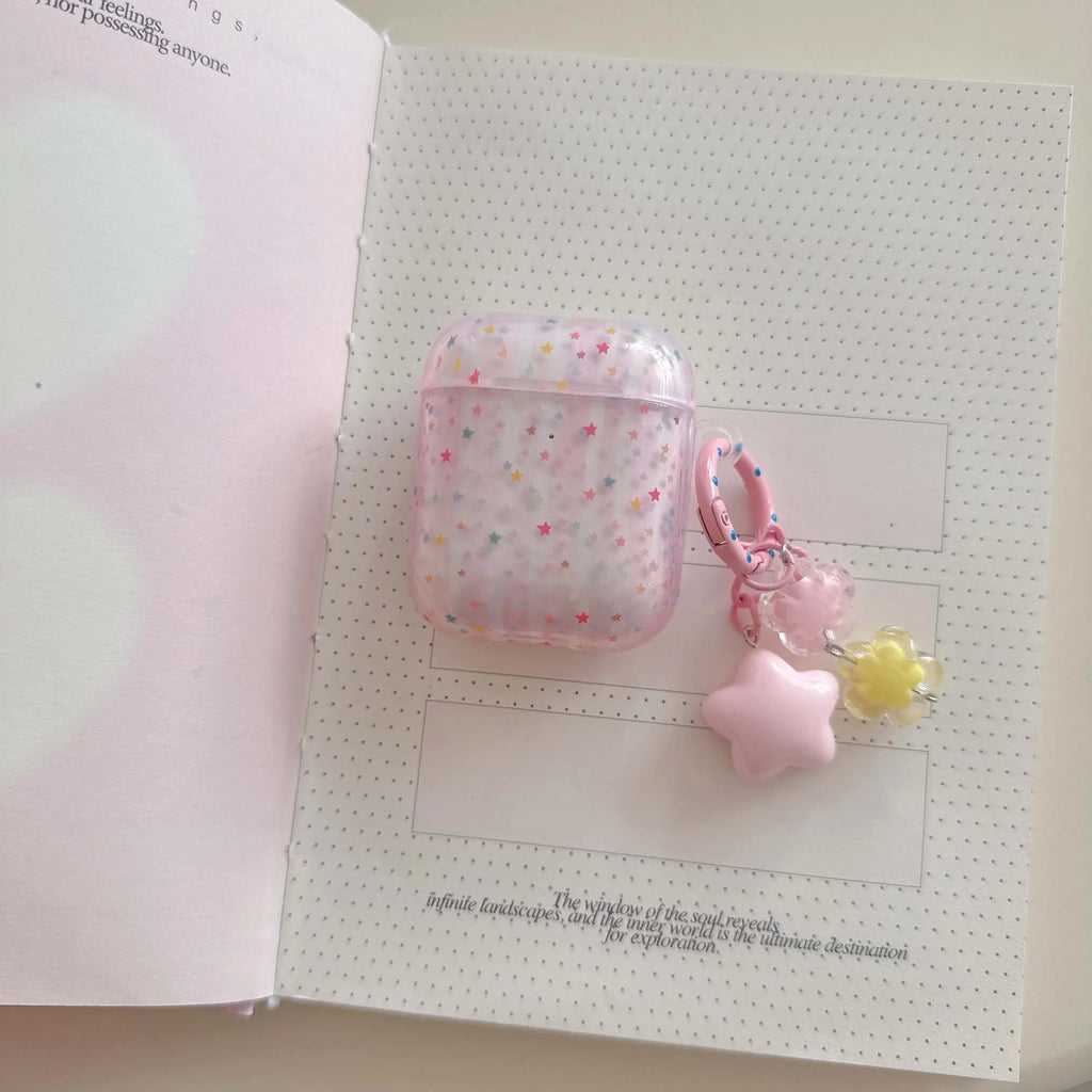 Pink colorful stars ins pendant imd earphone case wireless bluetooth charging box for apple airpods pro 3 2 2nd 4 1