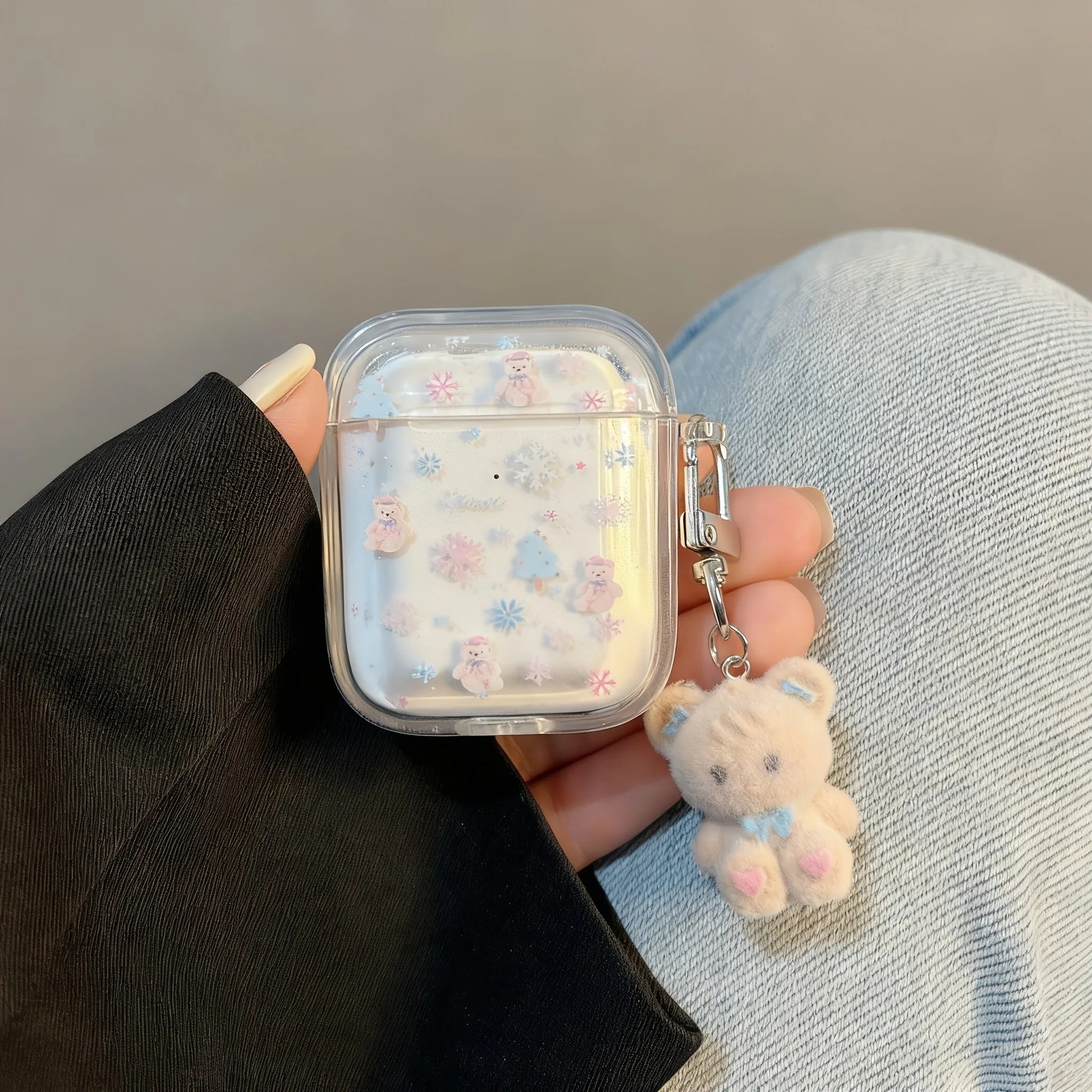 Cute Cartoon Snowflake Bear Earphone Case for AirPods Pro3/Pro2/Pro Headphone Cover For AirPods 4/3/2/1 TPU Soft Protective Case