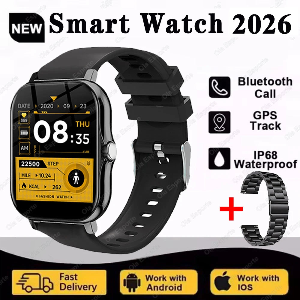 2026 New Smart Watch Men Android Phone Bluetooth Call Blood Oxygen/Pressure Monitoring Sports Waterproof Women Smart Watch HW12