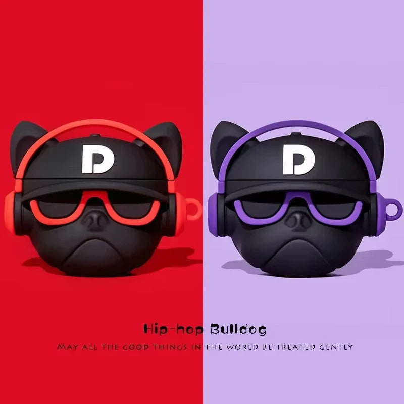 For Airpods 3 2 1 Pro 2 3D Hip-hop Bulldog Earphone Case For Airpods Pro2 Protective Case Cute Cartoon Silicone Cover