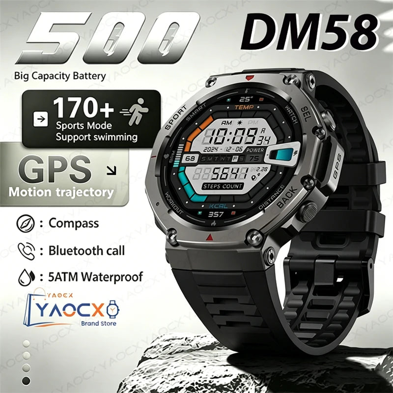 2026 Military Smart Watch with GPS 10ATM Waterproof AMOLED Screen, 6-Frequency Satellite Navigation Outdoor Sports Fitness Watch