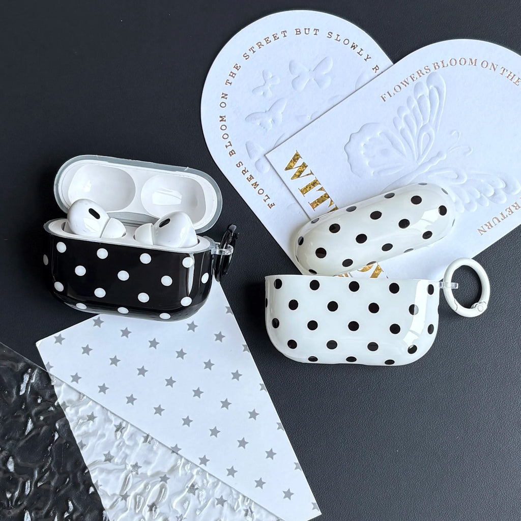 Simple Classic Polka Dot Pattern Twelve Colors Protective Earphone Case Cover Case For AirPods 1 2 3 4 Pro Pro2 Pro3 with Ring