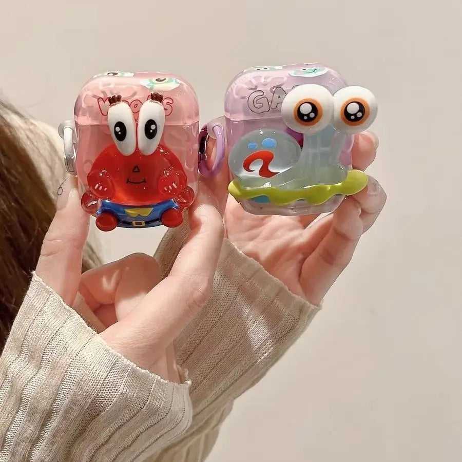 Cute Cartoon Earphone Case for Apple AirPods 4 Case Candy Color Case for Airpods 1 2 3 Pro Pro2 Pro3 Protective Cover with Hook