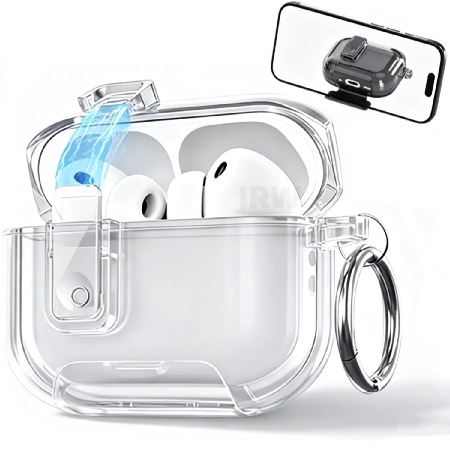 Case for AirPods Pro 3/Pro2/Pro/4 Safety Lock Phone Stand Design Auto-Open Lid Case Cover with Keychain for AirPods 4/Pro 3/Pro