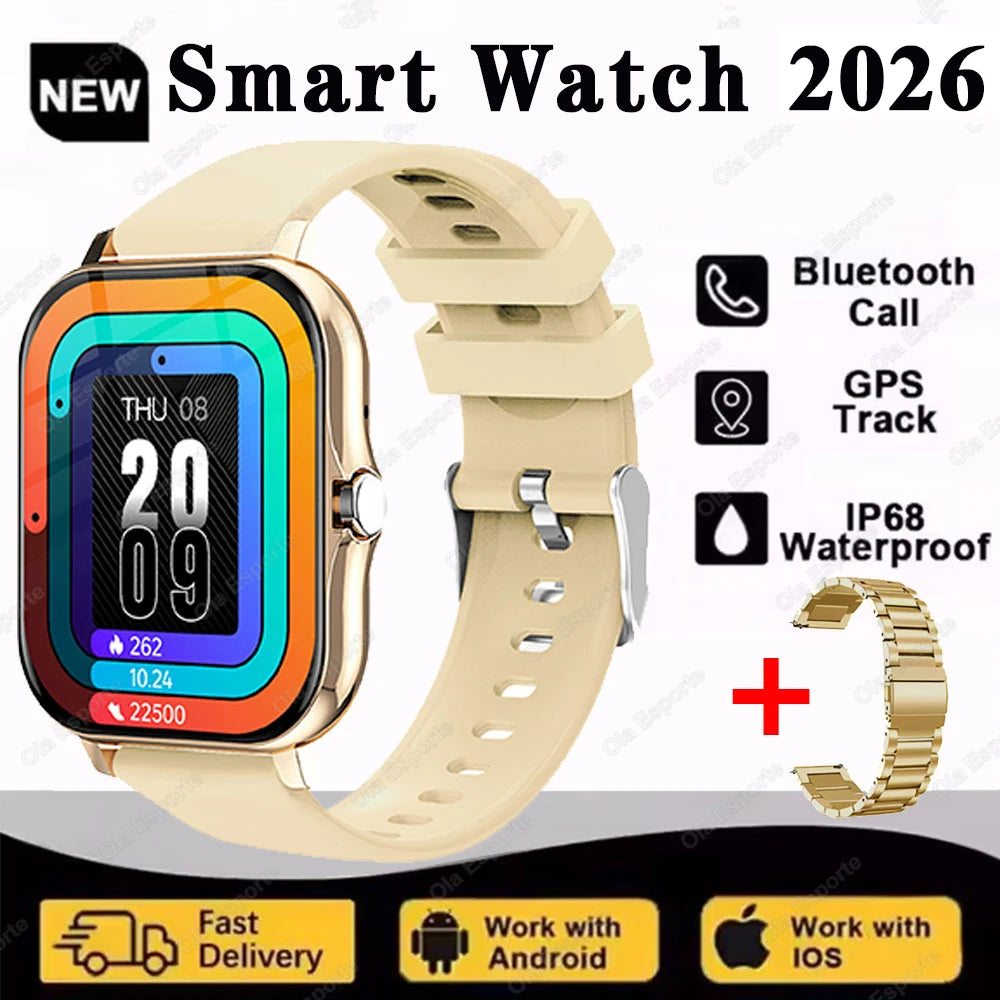 2026 New Smart Watch Men Android Phone Bluetooth Call Blood Oxygen/Pressure Monitoring Sports Waterproof Women Smart Watch HW12