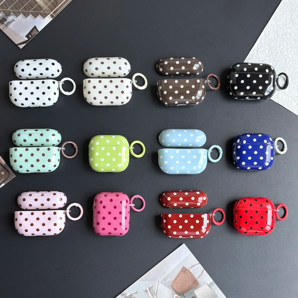 Simple Classic Polka Dot Pattern Twelve Colors Protective Earphone Case Cover Case For AirPods 1 2 3 4 Pro Pro2 Pro3 with Ring