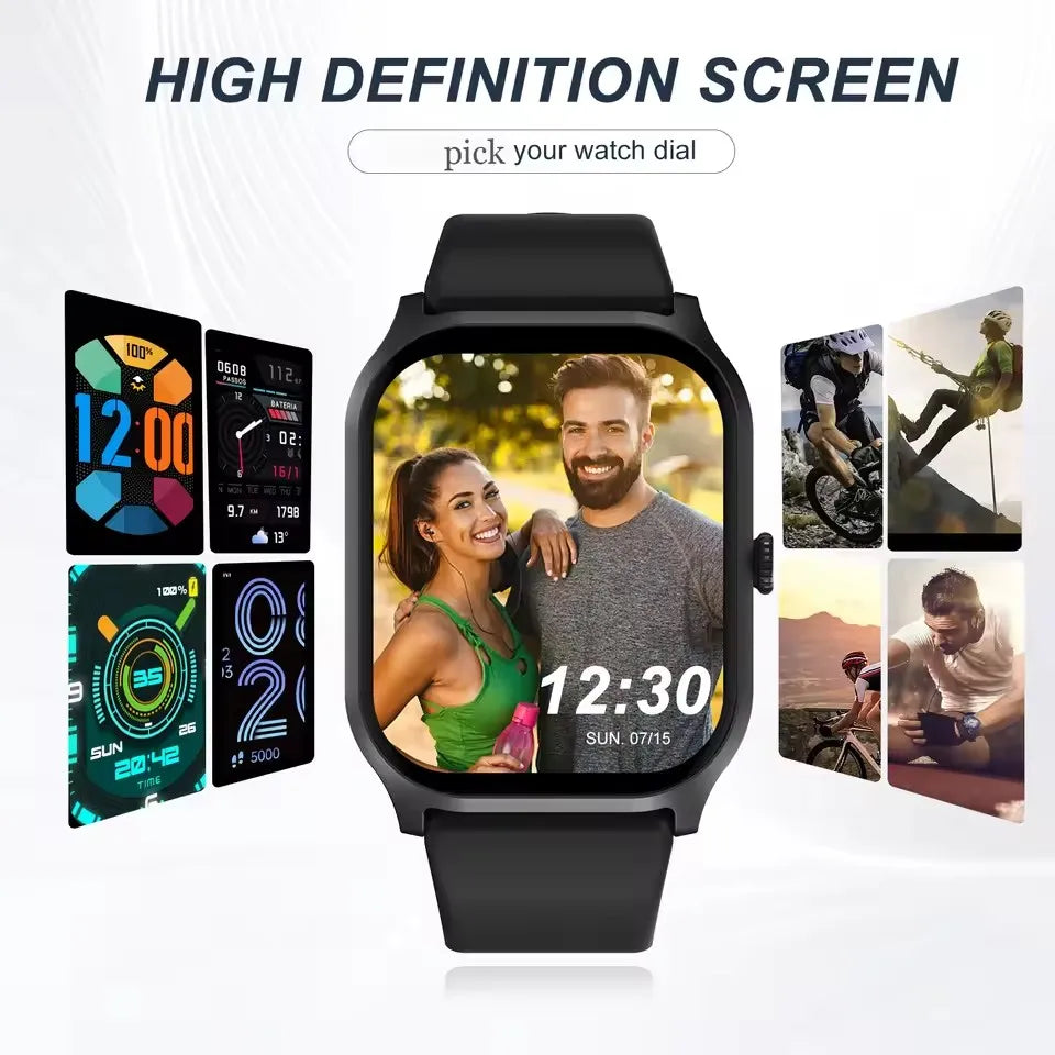 2026 New Smart Watch Men Android Phone Bluetooth Call Blood Oxygen/Pressure Monitoring Sports Waterproof Women Smart Watch HW12