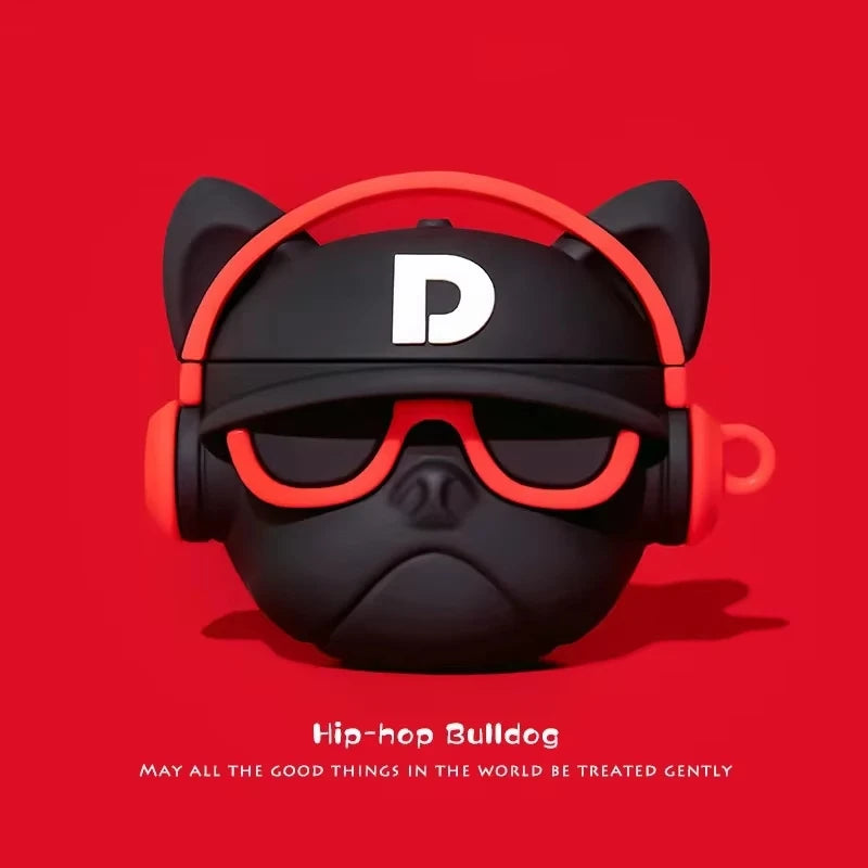 For Airpods 3 2 1 Pro 2 3D Hip-hop Bulldog Earphone Case For Airpods Pro2 Protective Case Cute Cartoon Silicone Cover