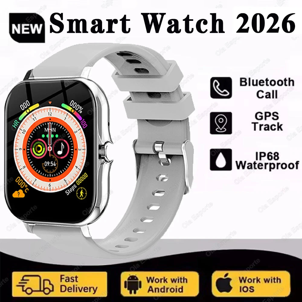2026 New Smart Watch Men Android Phone Bluetooth Call Blood Oxygen/Pressure Monitoring Sports Waterproof Women Smart Watch HW12