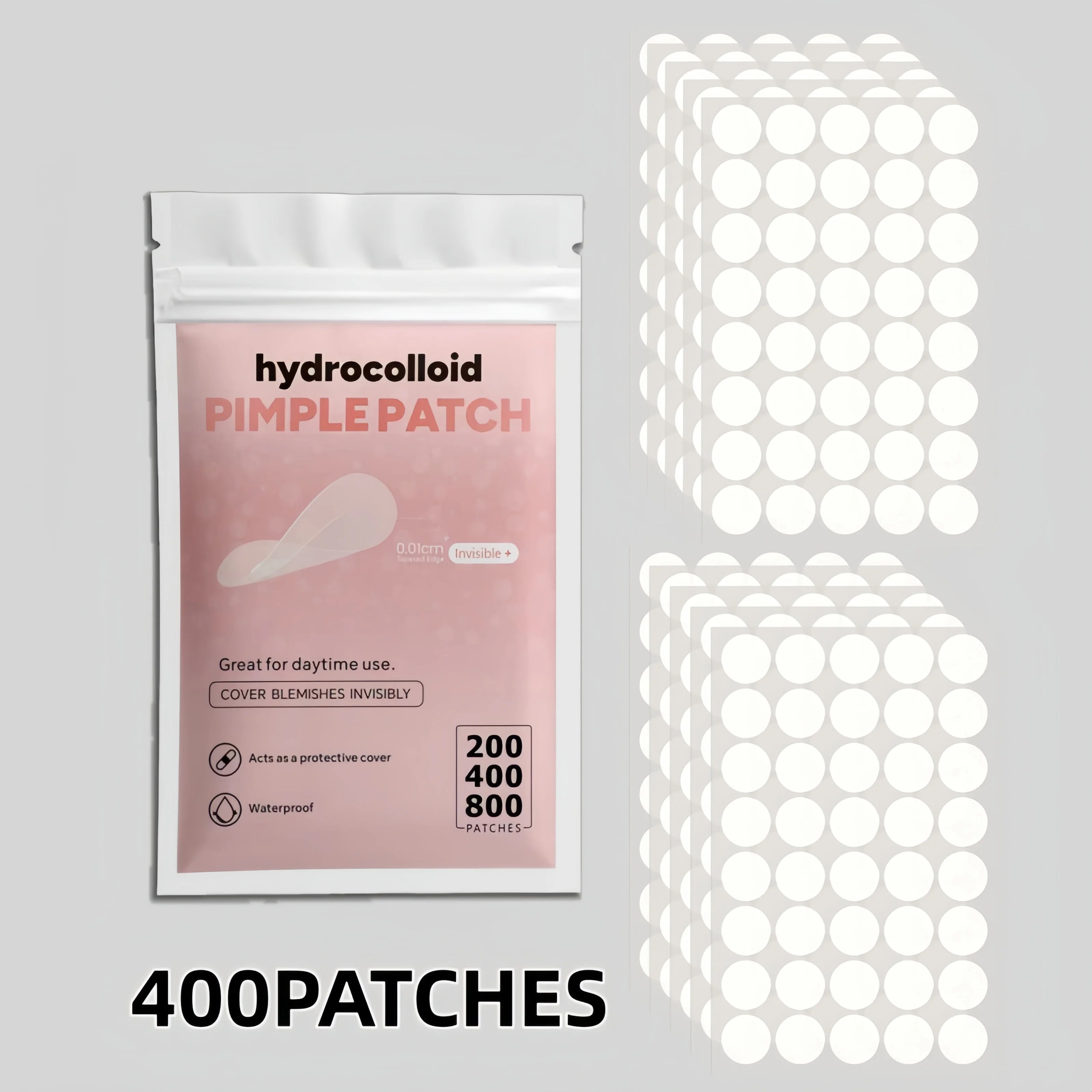 200/400/800pcs Invisible Clear Pimple Patch Set – Deep-Cleansing Hydrocolloid Acne Stickers, Mixed Sizes, Gentle & Skin-Friendly