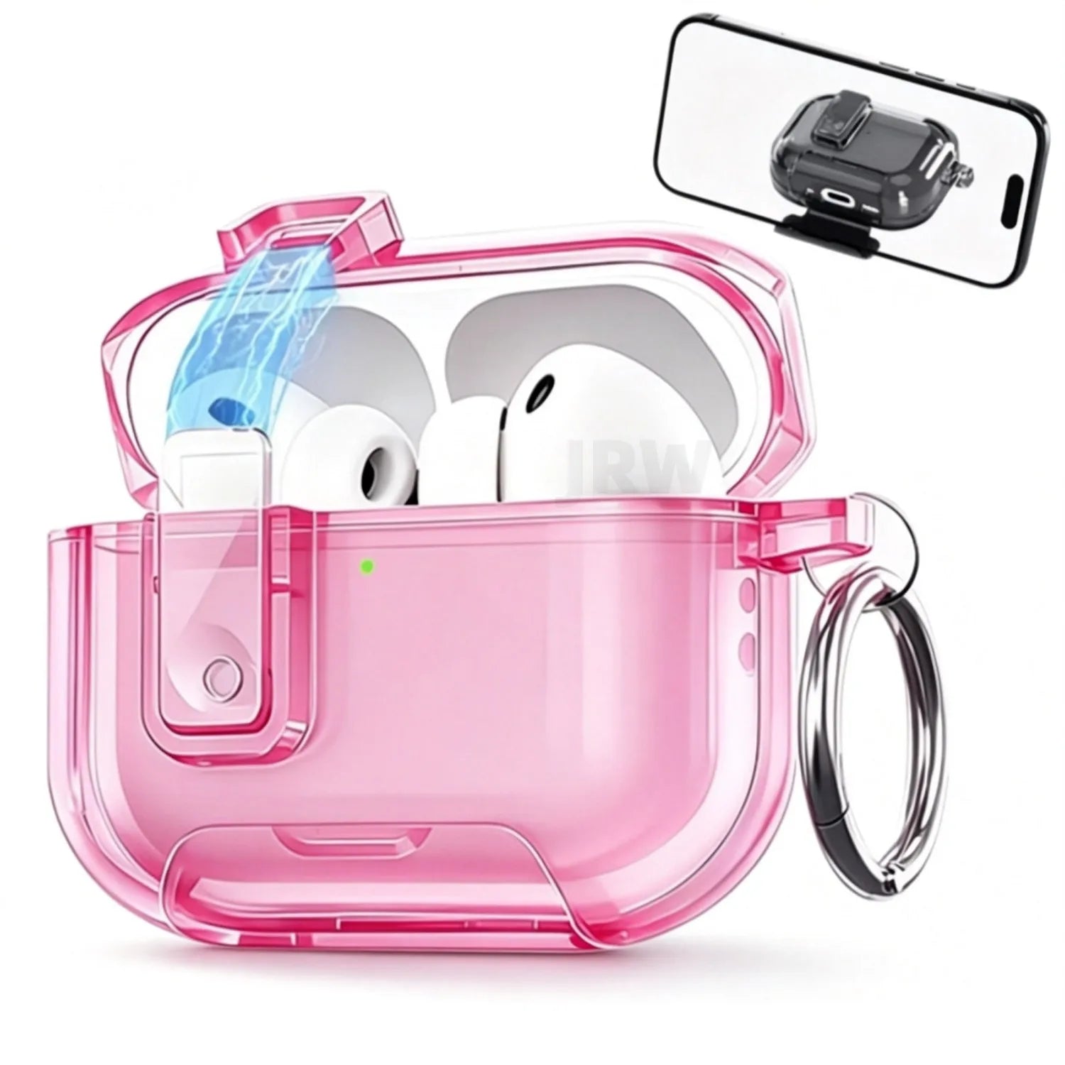 Case for AirPods Pro 3/Pro2/Pro/4 Safety Lock Phone Stand Design Auto-Open Lid Case Cover with Keychain for AirPods 4/Pro 3/Pro