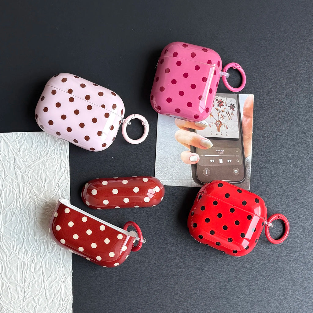 Simple Classic Polka Dot Pattern Twelve Colors Protective Earphone Case Cover Case For AirPods 1 2 3 4 Pro Pro2 Pro3 with Ring