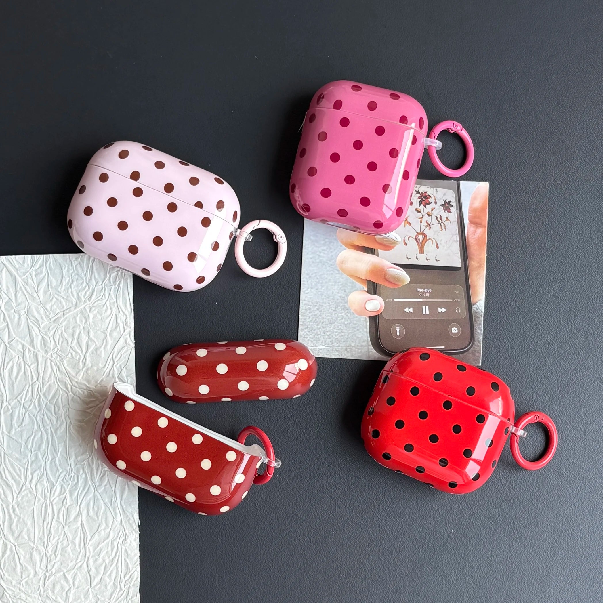 Simple Classic Polka Dot Pattern Twelve Colors Protective Earphone Case Cover Case For AirPods 1 2 3 4 Pro Pro2 Pro3 with Ring