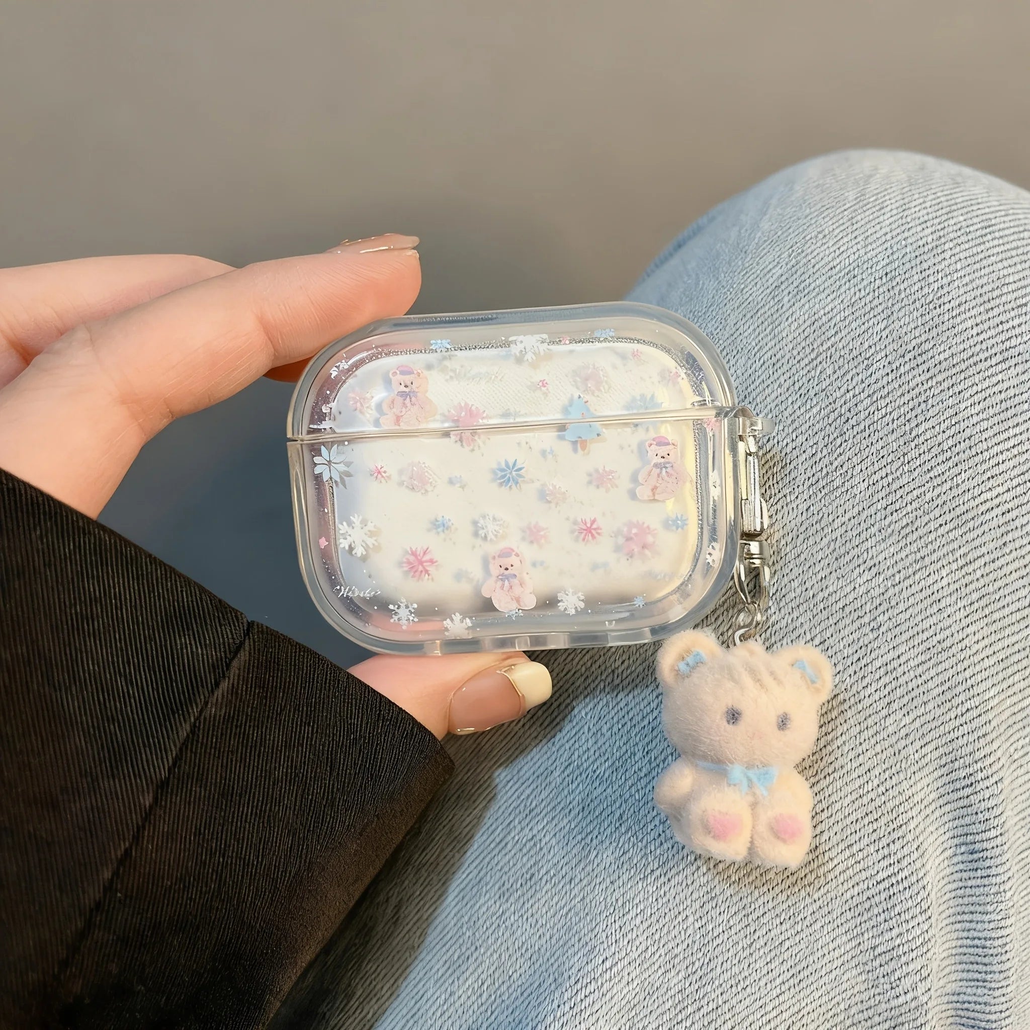 Cute Cartoon Snowflake Bear Earphone Case for AirPods Pro3/Pro2/Pro Headphone Cover For AirPods 4/3/2/1 TPU Soft Protective Case