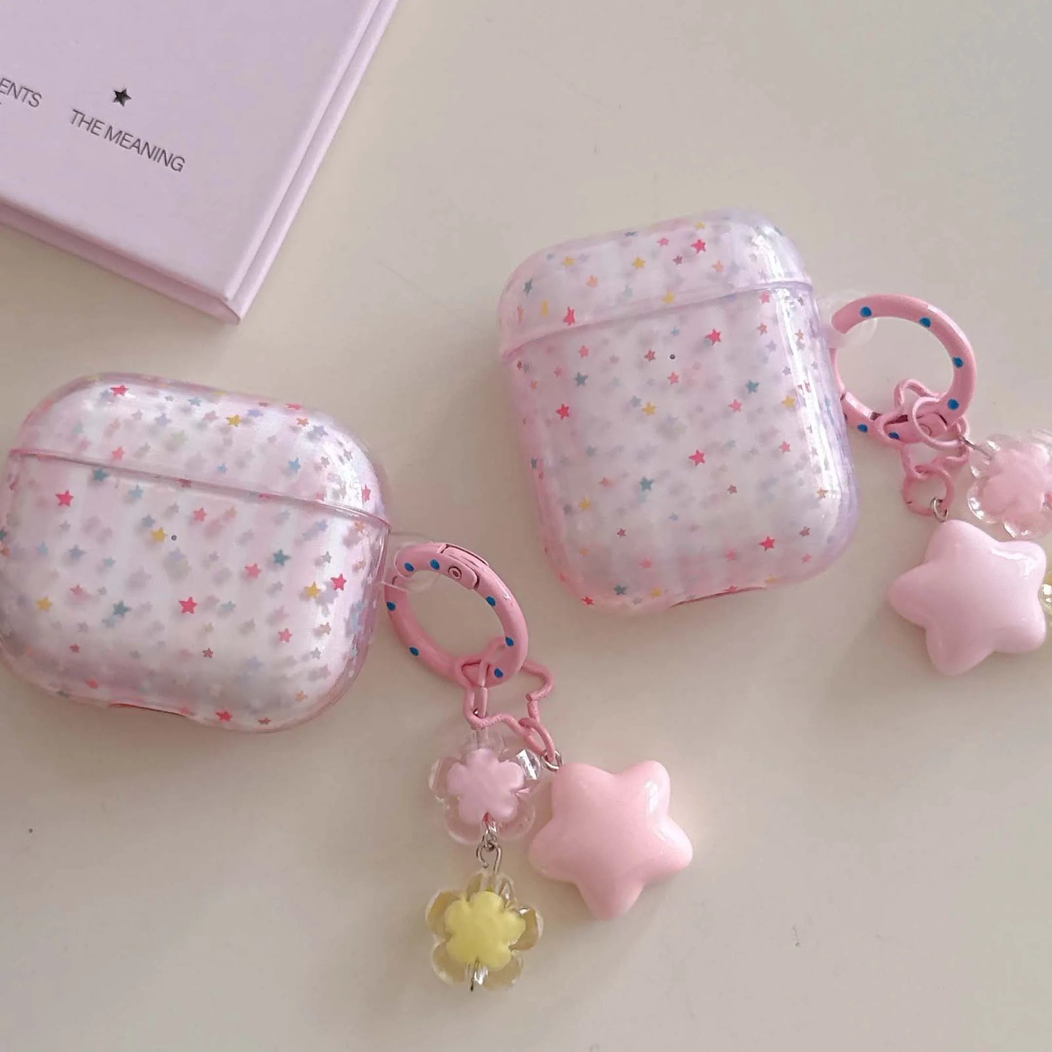 Pink colorful stars ins pendant imd earphone case wireless bluetooth charging box for apple airpods pro 3 2 2nd 4 1