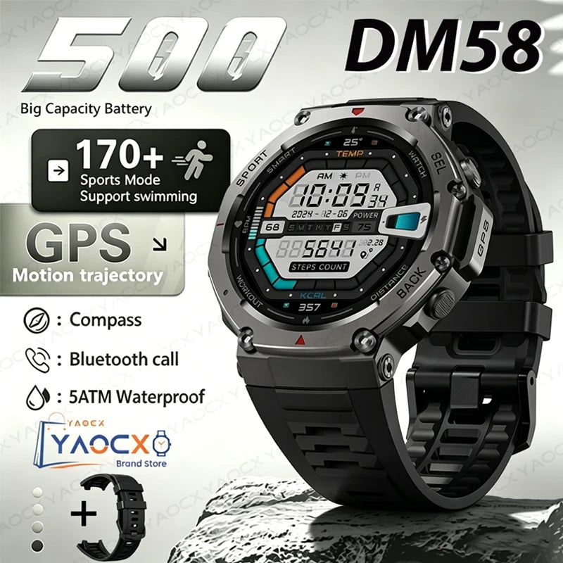 2026 Military Smart Watch with GPS 10ATM Waterproof AMOLED Screen, 6-Frequency Satellite Navigation Outdoor Sports Fitness Watch