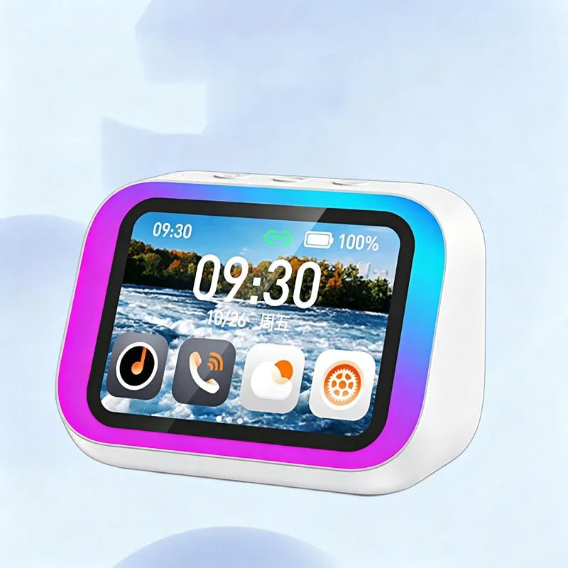 AI Voice Assistant Bluetooth Speaker With RGB Color Lighting Alarm Clock LED Screen Weather Clock Display Electronic Speaker