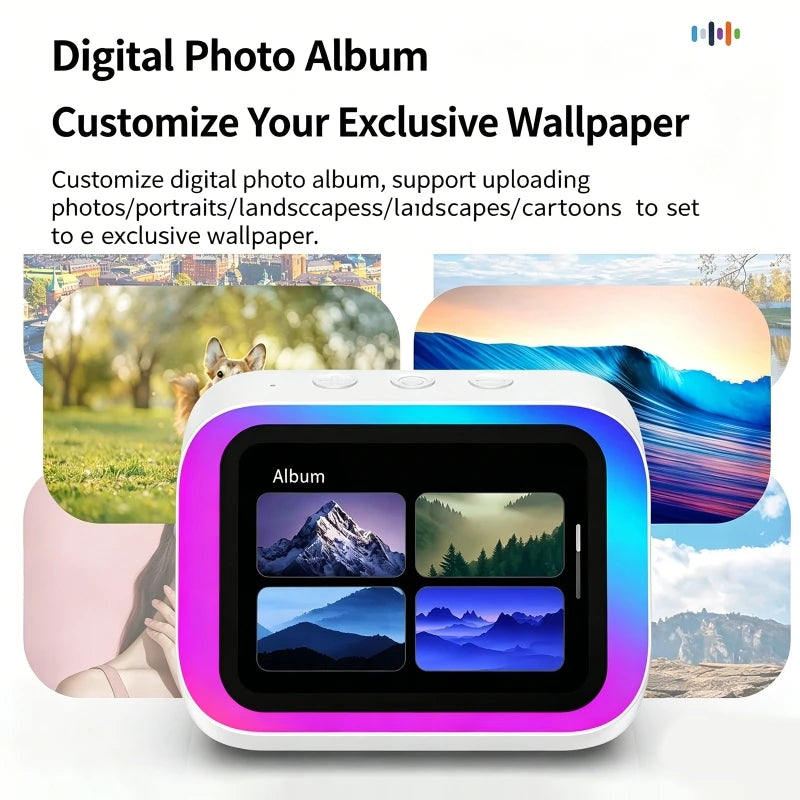 AI Voice Assistant Bluetooth Speaker With RGB Color Lighting Alarm Clock LED Screen Weather Clock Display Electronic Speaker