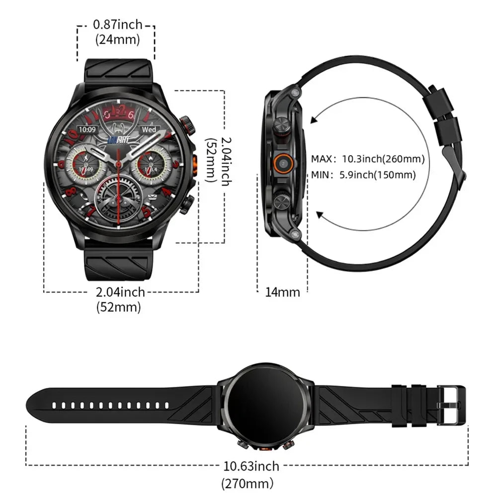 LOKMAT APPLLP 8 PRO Android Smart Watch Phone Big Round Screen Wifi 4G Network Watch Camera Smartwatches SIM Card Watch Fitness