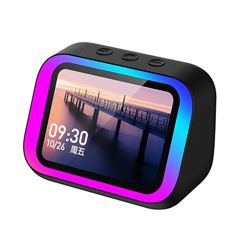 AI Voice Assistant Bluetooth Speaker With RGB Color Lighting Alarm Clock LED Screen Weather Clock Display Electronic Speaker