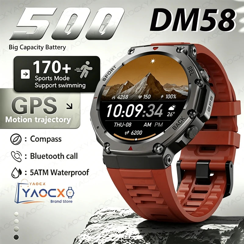 2026 Military Smart Watch with GPS 10ATM Waterproof AMOLED Screen, 6-Frequency Satellite Navigation Outdoor Sports Fitness Watch