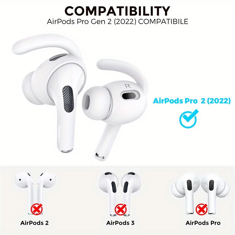 Anti-Slip Silicone Ear Hooks for Apple for airpods Pro 2 - Soft Grip Eartips, Sporty Design, Secure Fit Earbud Accessories
