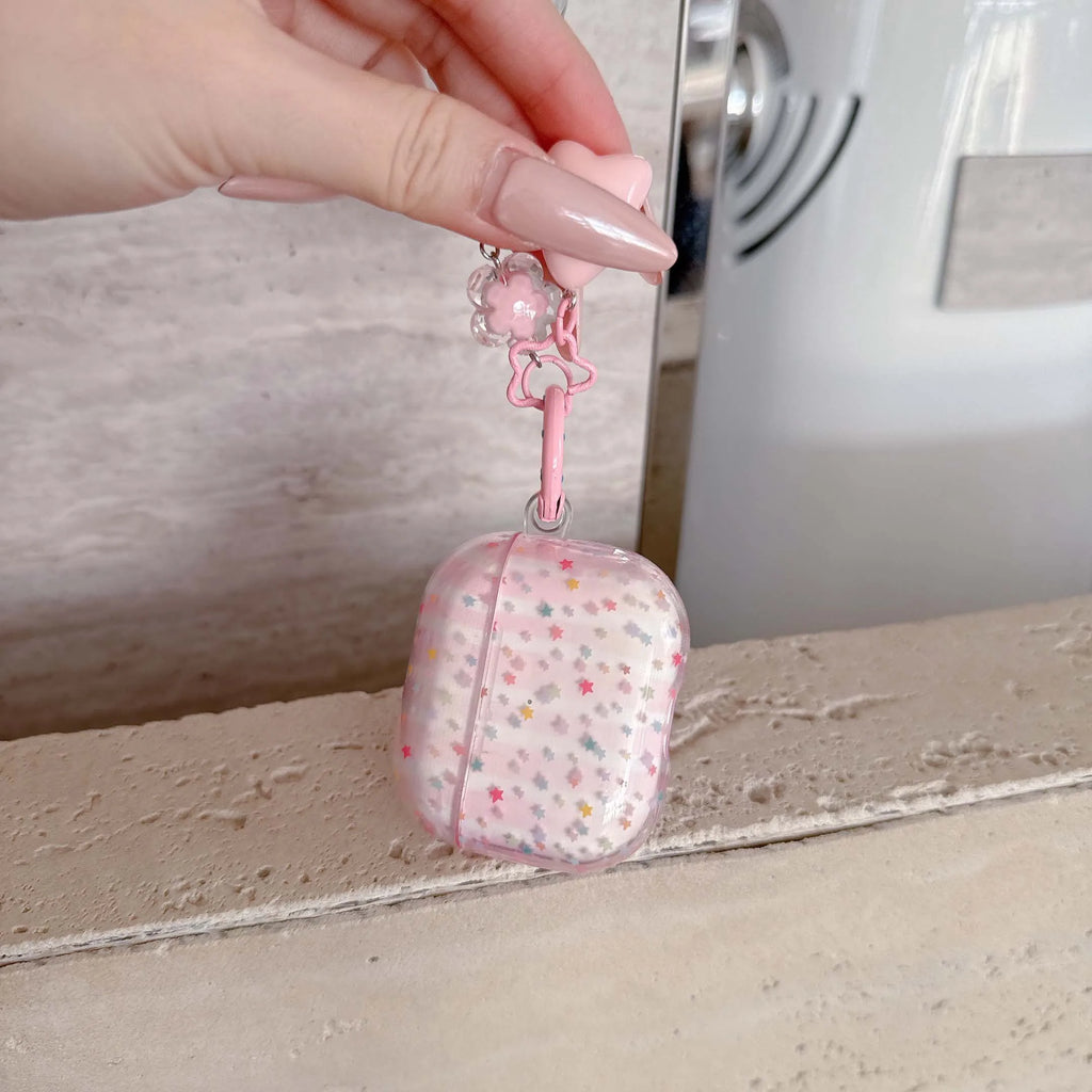 Pink colorful stars ins pendant imd earphone case wireless bluetooth charging box for apple airpods pro 3 2 2nd 4 1