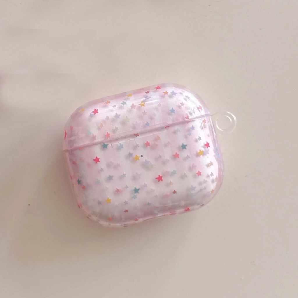 Pink colorful stars ins pendant imd earphone case wireless bluetooth charging box for apple airpods pro 3 2 2nd 4 1