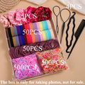 1109pcs Women Dark Hair Accessories Set Elastic Seamless Ponytail Scrunchies Small Rubber Bands Fashion Hair Ties Headbands