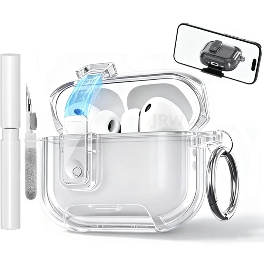 Case for AirPods Pro 3/Pro2/Pro/4 Safety Lock Phone Stand Design Auto-Open Lid Case Cover with Keychain for AirPods 4/Pro 3/Pro