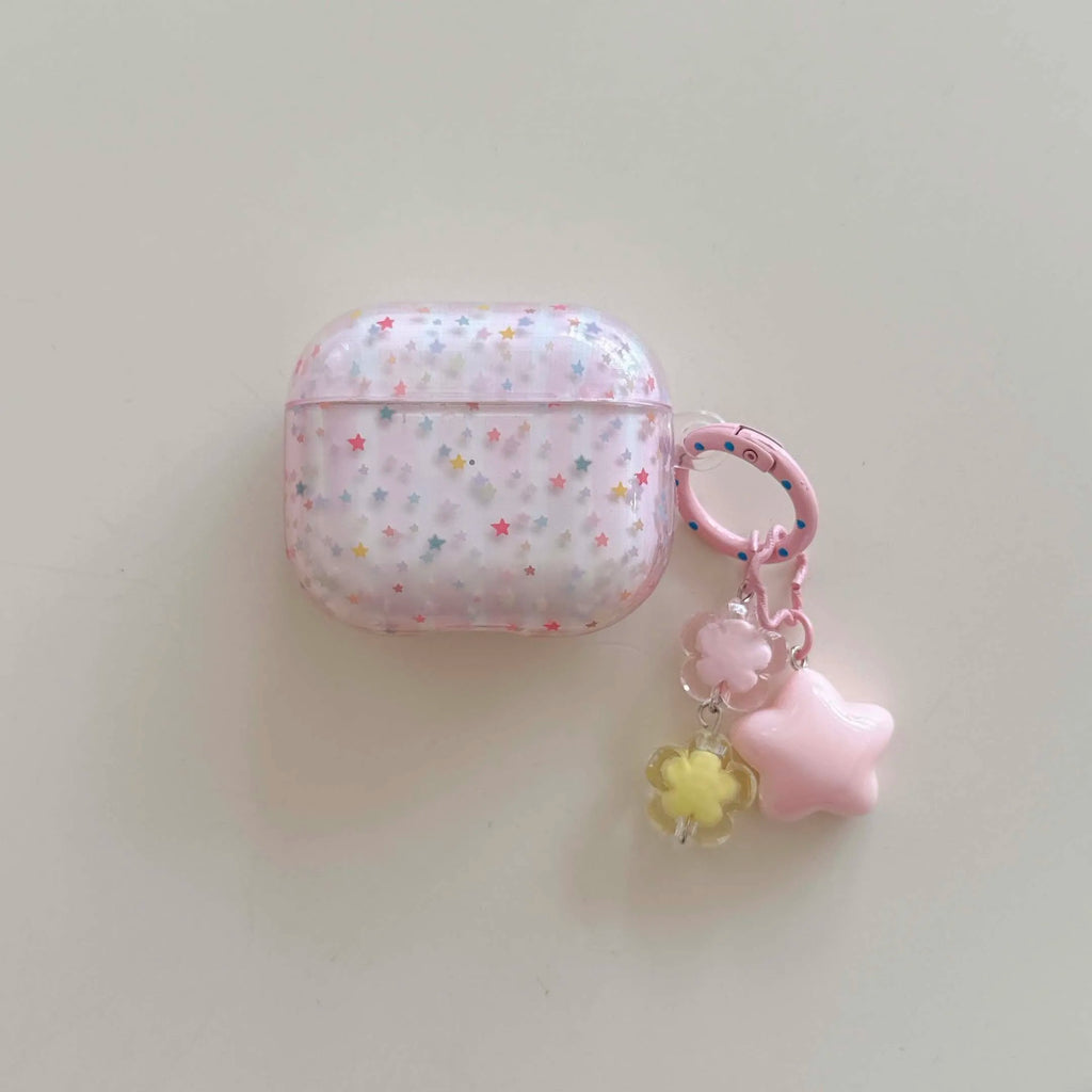 Pink colorful stars ins pendant imd earphone case wireless bluetooth charging box for apple airpods pro 3 2 2nd 4 1